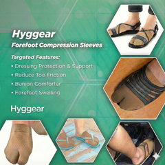 Hyggear Mangas de compresión para juanetes, protector de antepié y funda alineadora de dedos con zona acolchada para reducir la fricción y la hinchazón del antepié