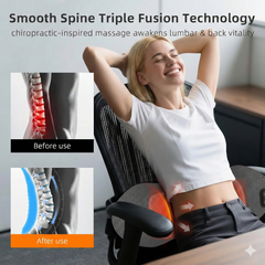 Hyggear™ Masajeador de Espalda con Calor y Vibración, Almohada de Apoyo Lumbar de Triple Fusión para una Columna Vertebral Suave, para Alivio del Dolor de Espalda Baja y Ciática, Relajación Profunda de Tejidos para Cama o Silla de Oficina